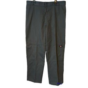DICKIES Loose Fit Double Knee Work Pants Uniform Charcoal Gray Pockets